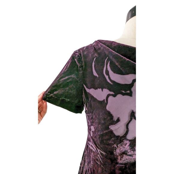 Donna Ricco Women Floral Pattern Drape Neck Short Sleeve Neck Maxi Dress Velvet - Picture 4 of 11